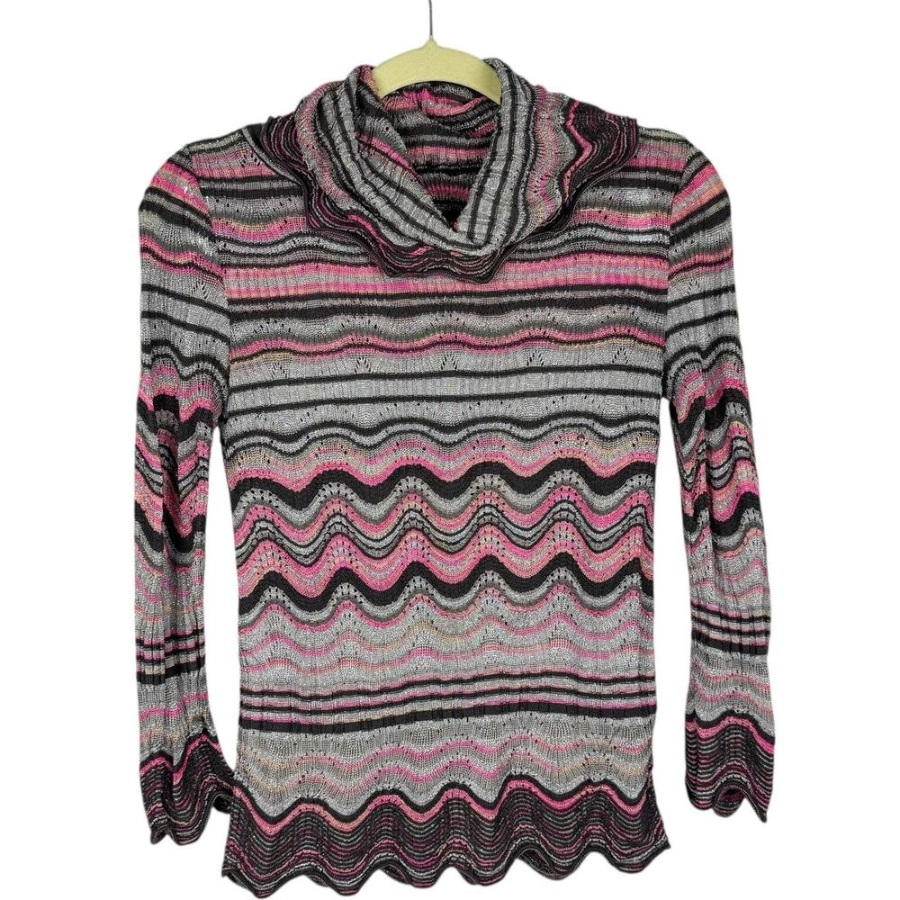 M Missoni Vintage 90s Stripped Wool Blend Cowl‎ Neck Knit Sweater Sz XS/S Retro